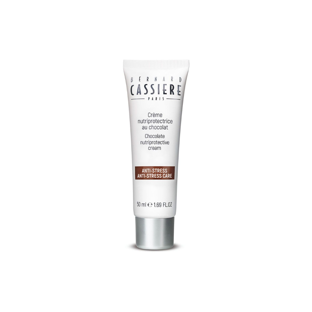 A 30 ml squeeze tube of Bernard Cassière Paris Chocolate Nutritive Cream, featuring a white tube with silver metallic accents and a brown label band, set against a plain white background.
