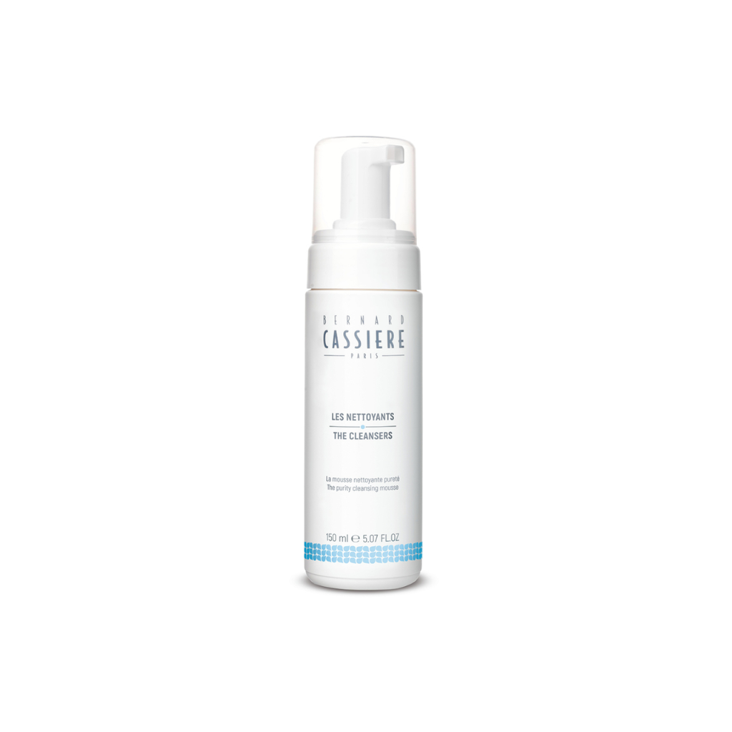Pump tube of bernard cassiere the purity cleansing mousse on plain white background.